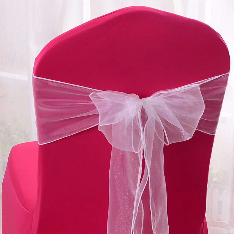 5 Pc Organza Chair Sashes Sheer White