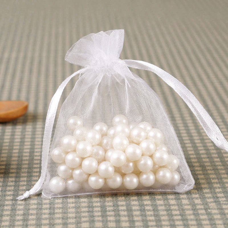 10 PCS Organza Bags 3''X4'' Sheer Christmas Mesh Drawstring Gift Bags White