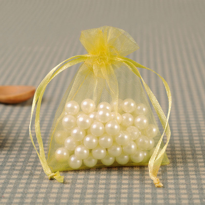 10 PCS Organza Bags 3''X4'' Sheer Christmas Mesh Drawstring Gift Bags Yellow