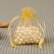 10 PCS Organza Bags 4''X6'' Sheer Christmas Mesh Drawstring Gift Bags Gold