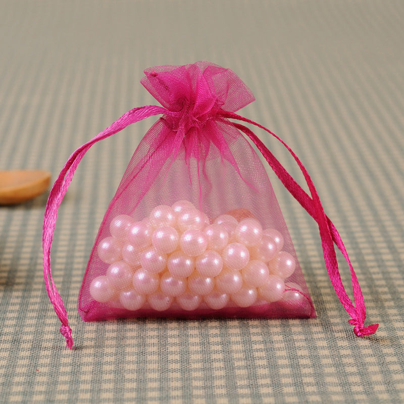10 PCS Organza Bags 3''X4'' Sheer Christmas Mesh Drawstring Gift Bags Rose Red