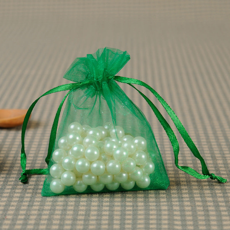 10 PCS Organza Bags 3''X4'' Sheer Christmas Mesh Drawstring Gift Bags Grass Green