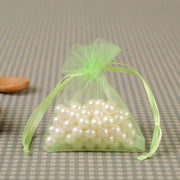 10 PCS Organza Bags 5''X7'' Sheer Christmas Mesh Drawstring Gift Bags Fruit Green
