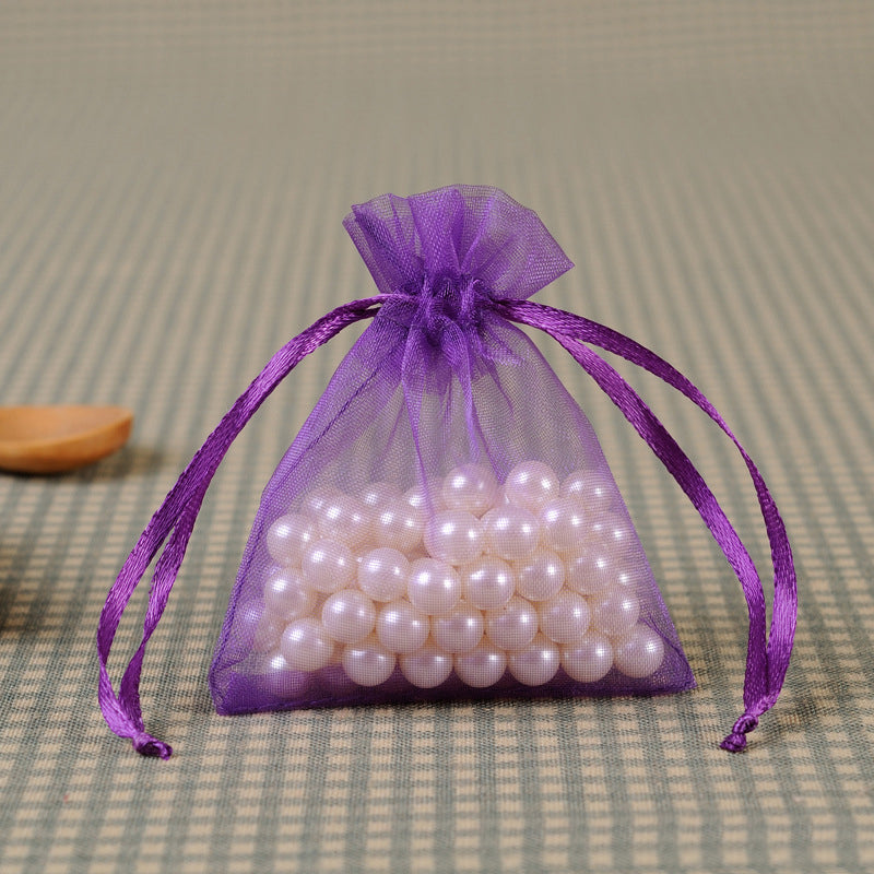 10 PCS Organza Bags 3''X4'' Sheer Christmas Mesh Drawstring Gift Bags Dark Purple