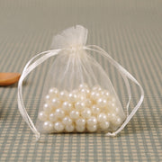 10 PCS Organza Bags 4''X6'' Sheer Christmas Mesh Drawstring Gift Bags Off White