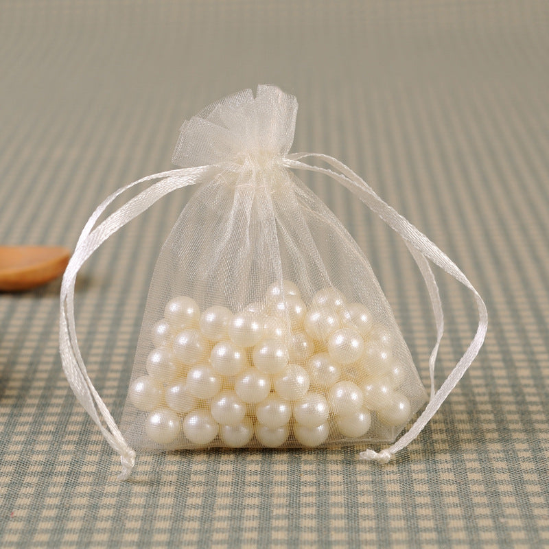 10 PCS Organza Bags 3''X4'' Sheer Christmas Mesh Drawstring Gift Bags Off White
