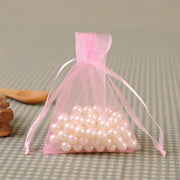 10 PCS Organza Bags 5''X7'' Sheer Christmas Mesh Drawstring Gift Bags Pink