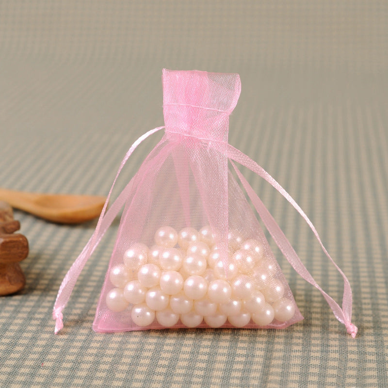 10 PCS Organza Bags 3''X4'' Sheer Christmas Mesh Drawstring Gift Bags Pink