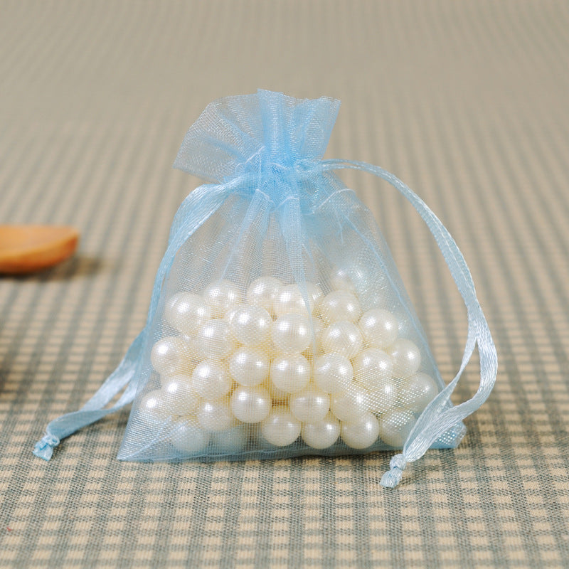 10 PCS Organza Bags 3''X4'' Sheer Christmas Mesh Drawstring Gift Bags Light Blue