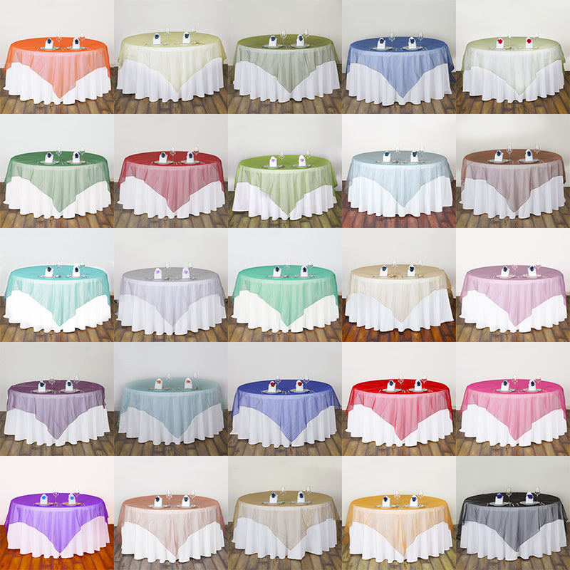 Organza Square Tablecloth Overlay 72"x72" Square Tablecloth Cover for Wedding Party Event Banquet