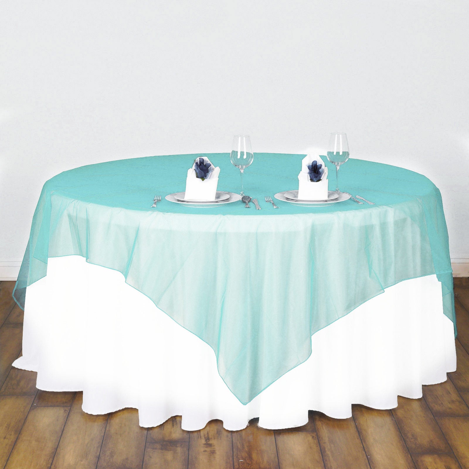 Organza 72"x72" Table Overlay Tiffany Blue
