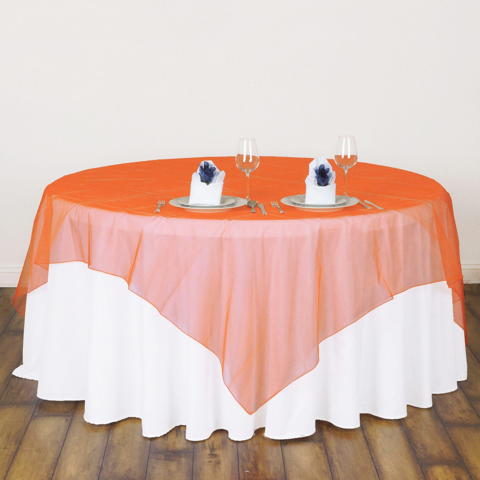 Organza 72"x72" Table Overlay Coral Orange