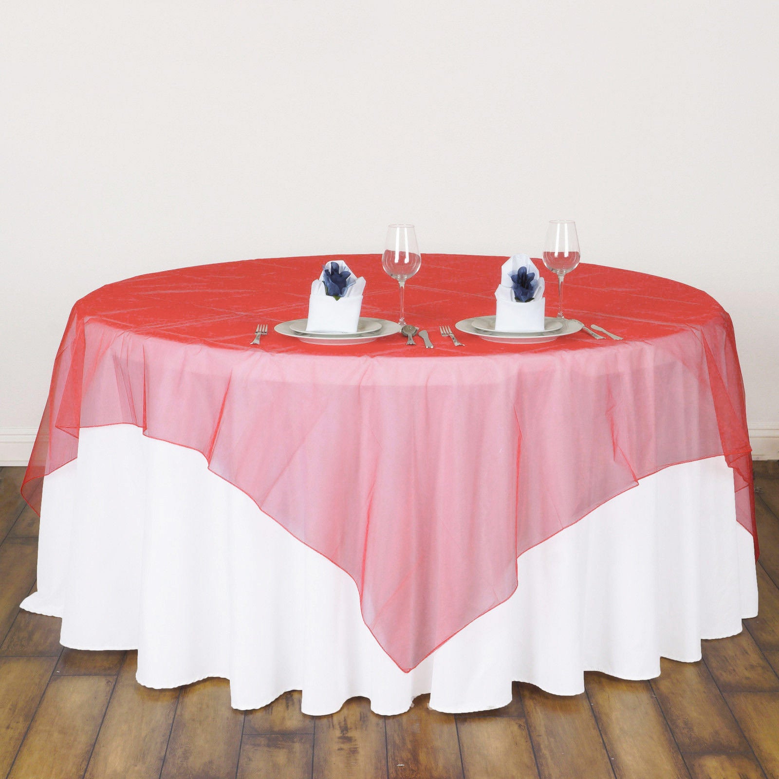 Organza 72"x72" Table Overlay Coral Red