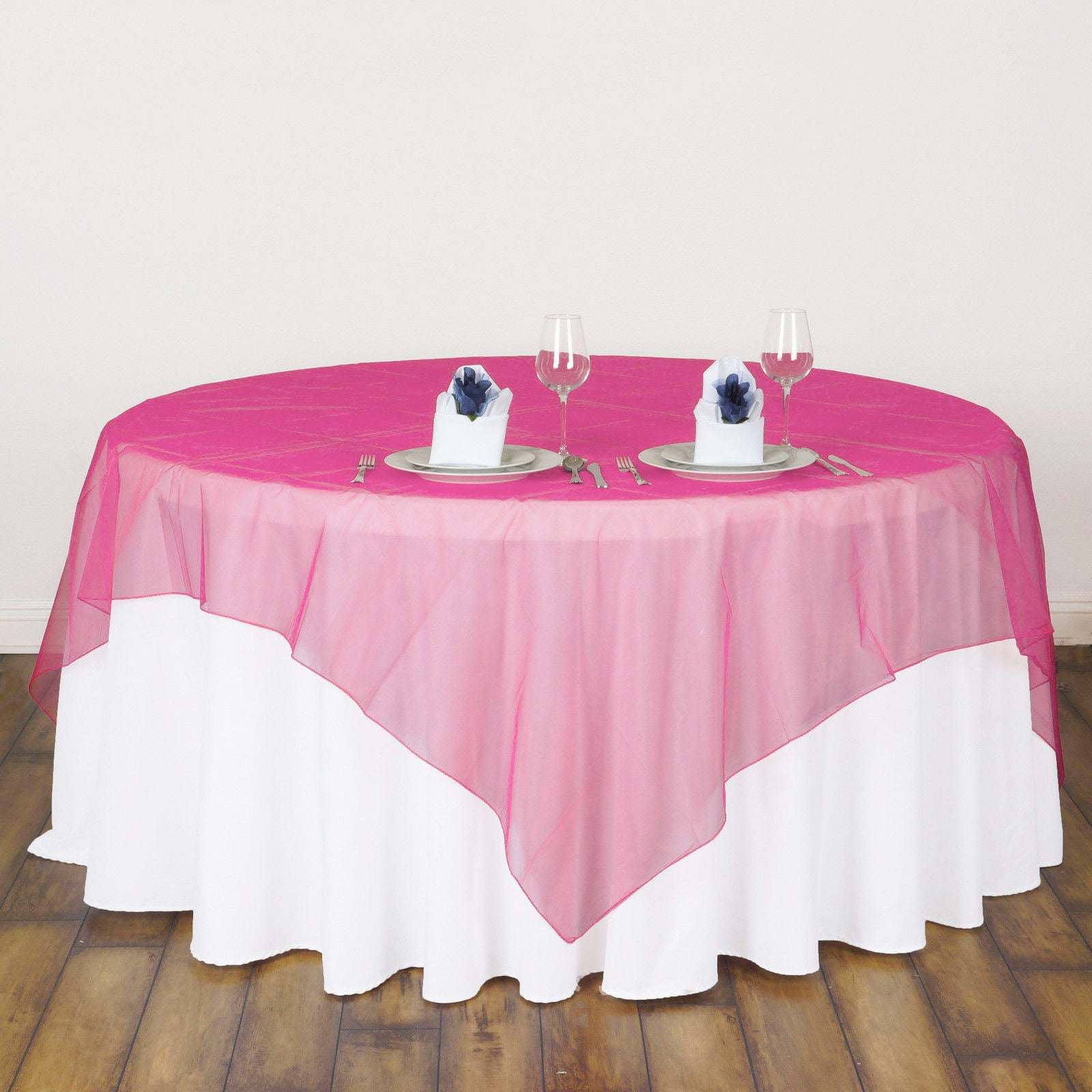 Organza 72"x72" Table Overlay Dark Pink