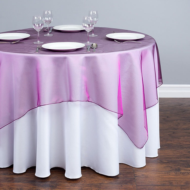 Organza Table Overlay 72"x72" Cream White