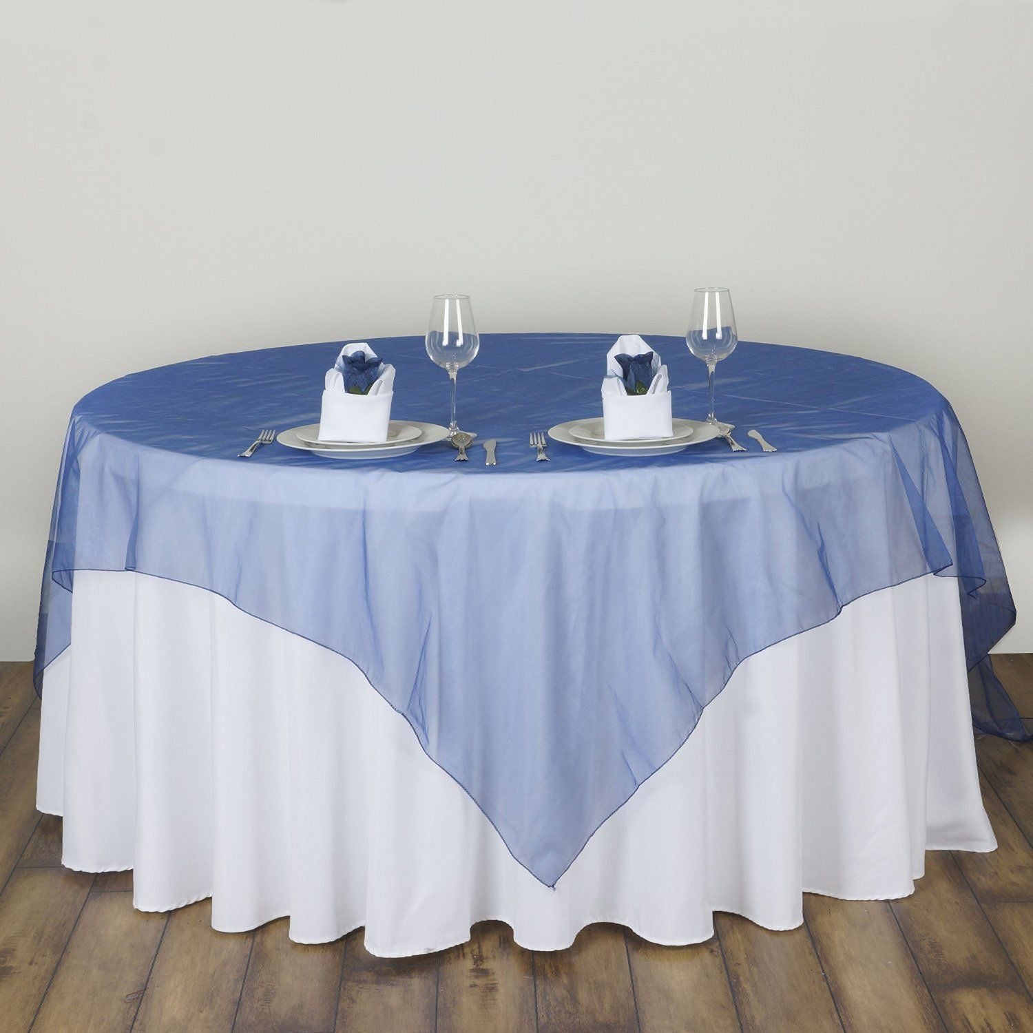 Organza 72"x72" Table Overlay Navy Blue