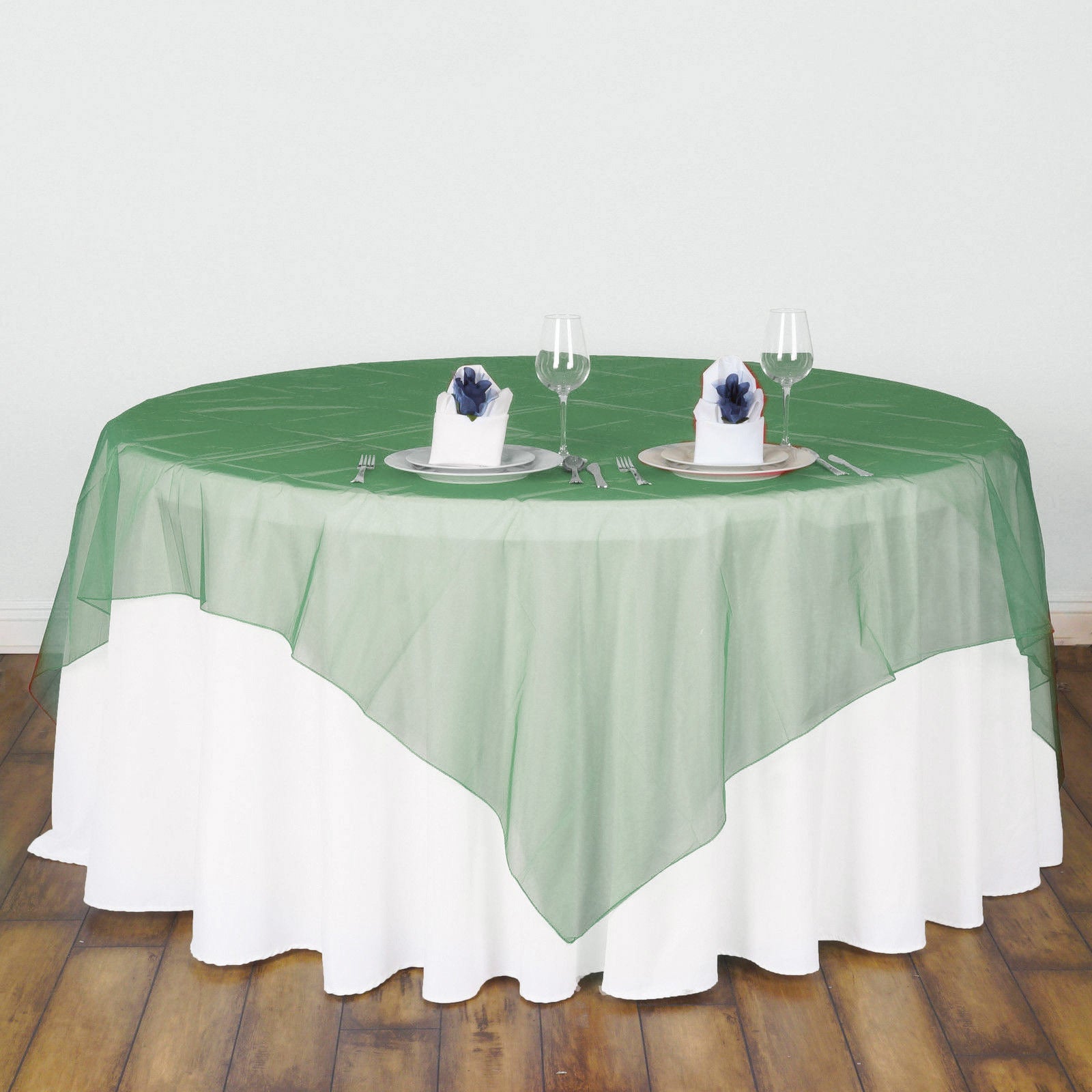 Organza 72"x72" Table Overlay Dark Green
