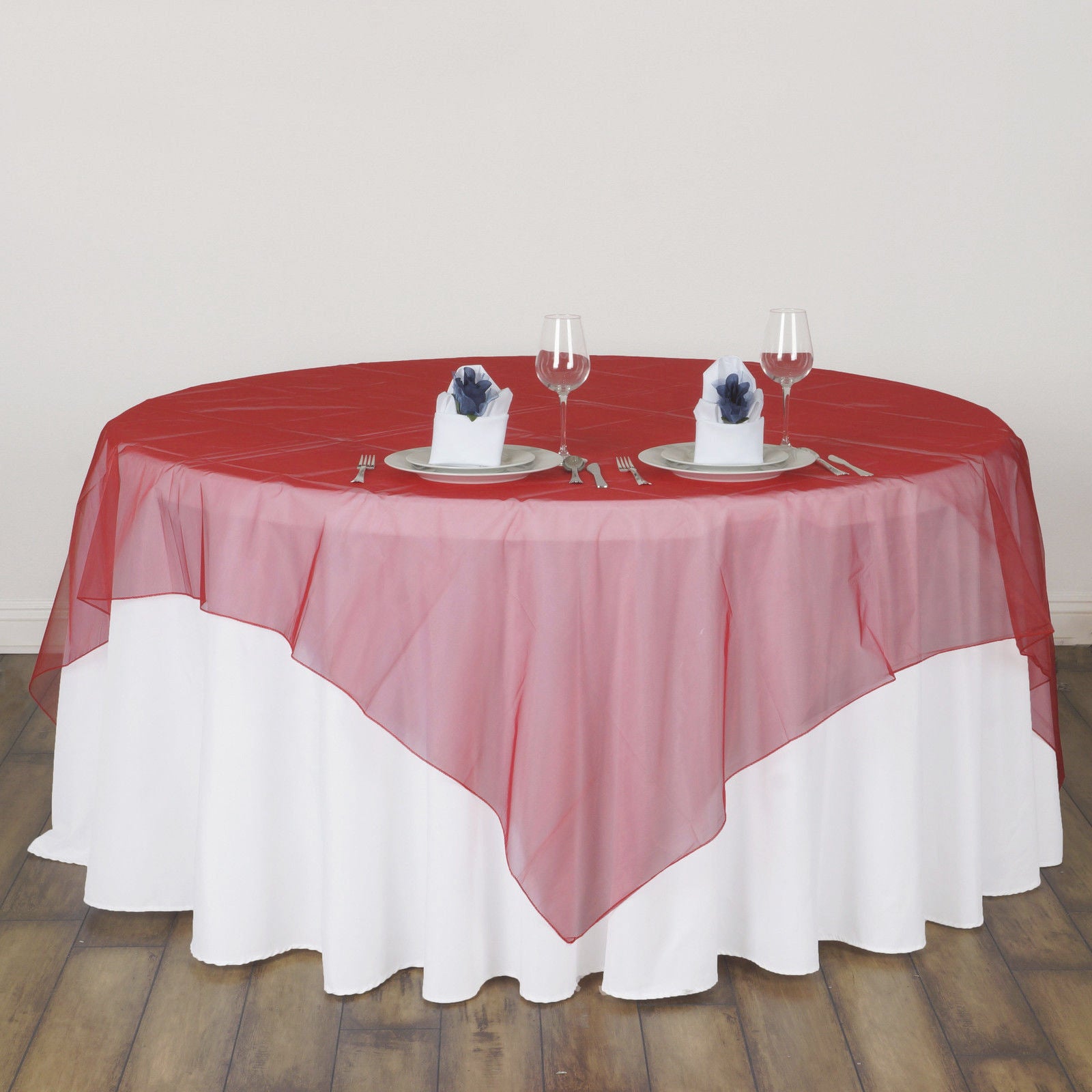 Organza 72"x72" Table Overlay Wine Red