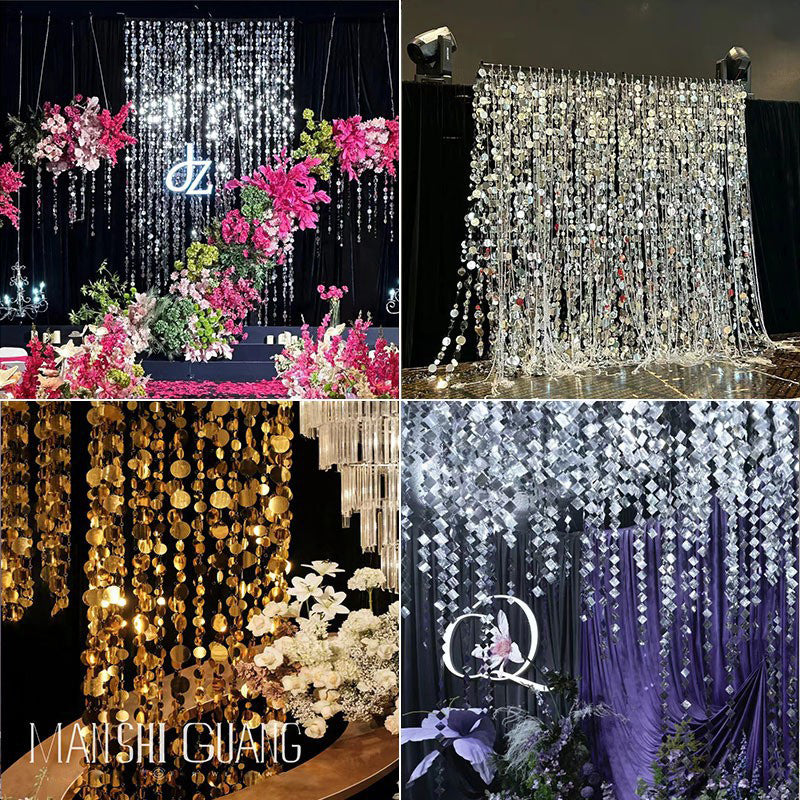 20Pcs 3ft Sparkle PVC Sequin Bead Doorway Curtain Door Window Decor Room Divider Blind for Home Festivals Wedding Party Decorations