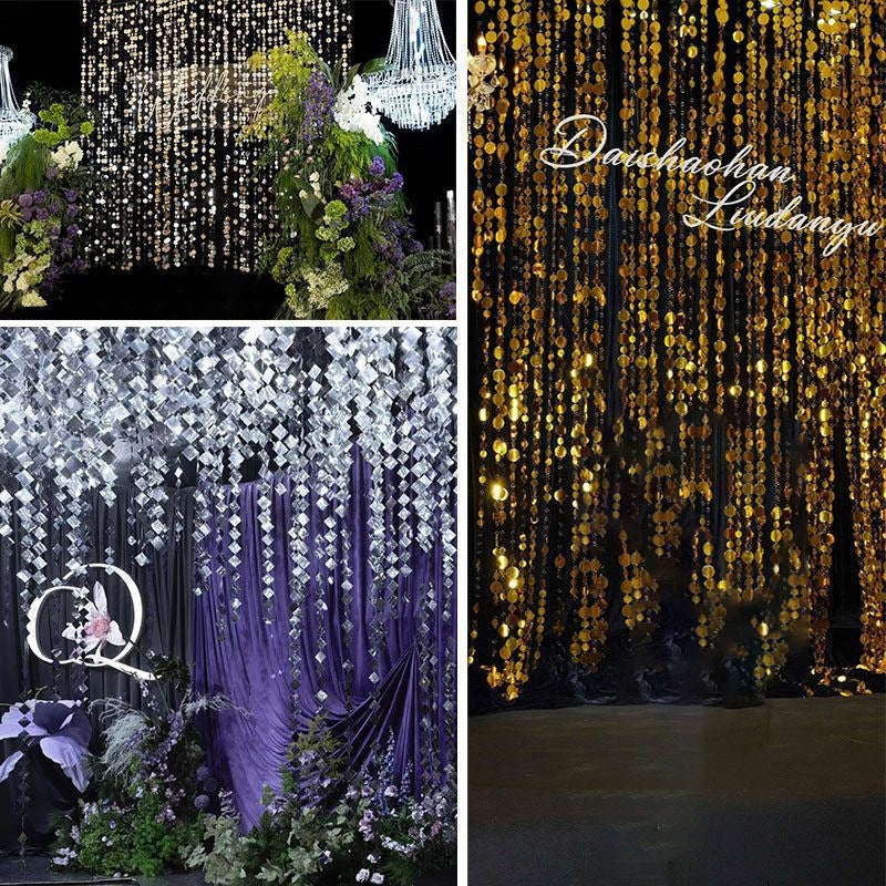 20Pcs 3ft Sparkle PVC Sequin Bead Doorway Curtain Door Window Decor Room Divider Blind for Home Festivals Wedding Party Decorations