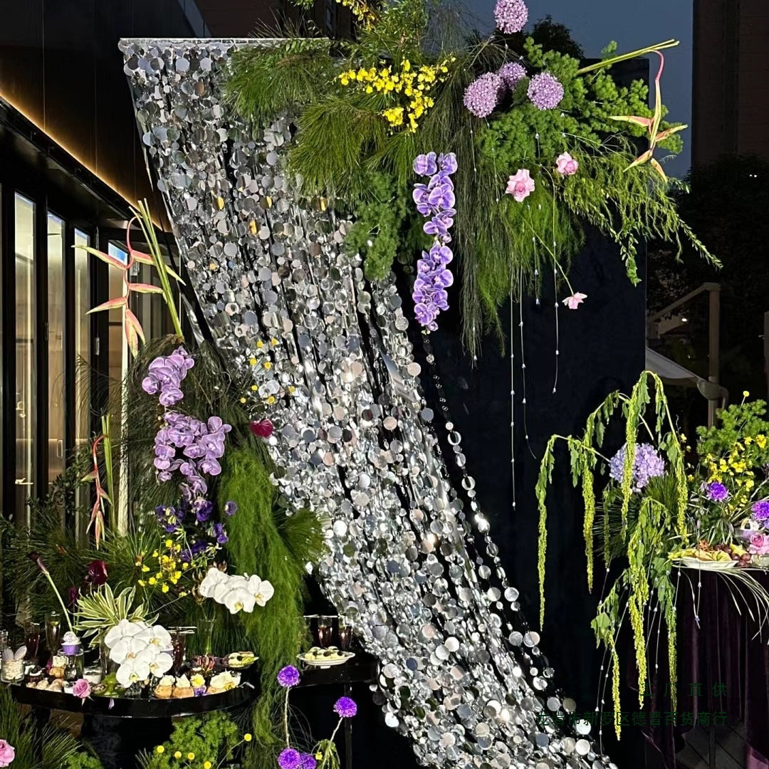 20pcs PVC Square Sequin Door Curtain Decoration 3ft Silver