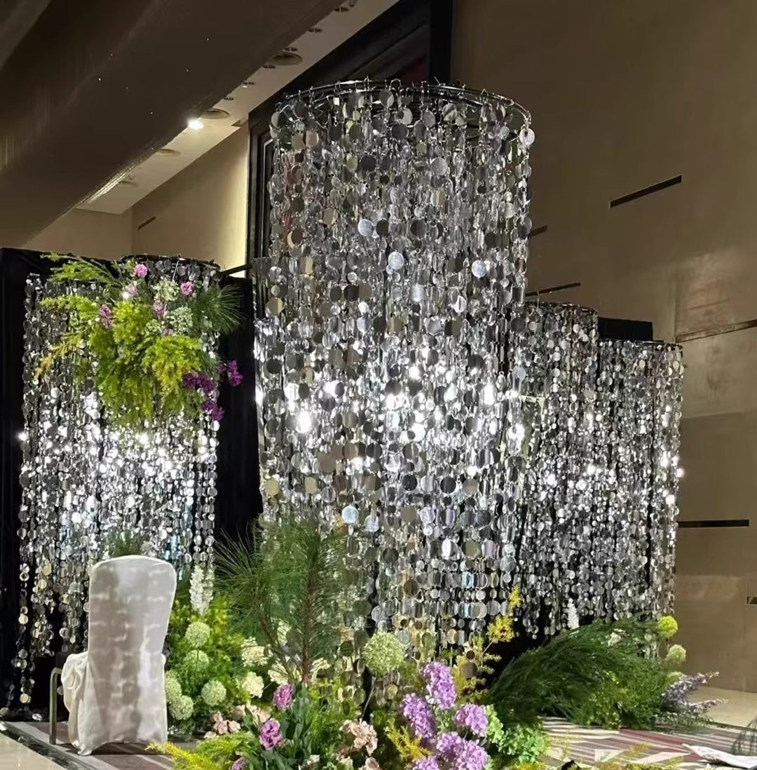 20pcs PVC Square Sequin Door Curtain Decoration 3ft Silver