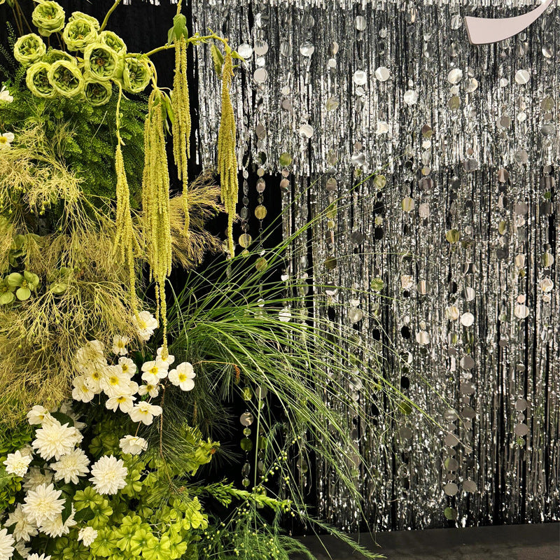 20pcs PVC Square Sequin Door Curtain Decoration 3ft Silver