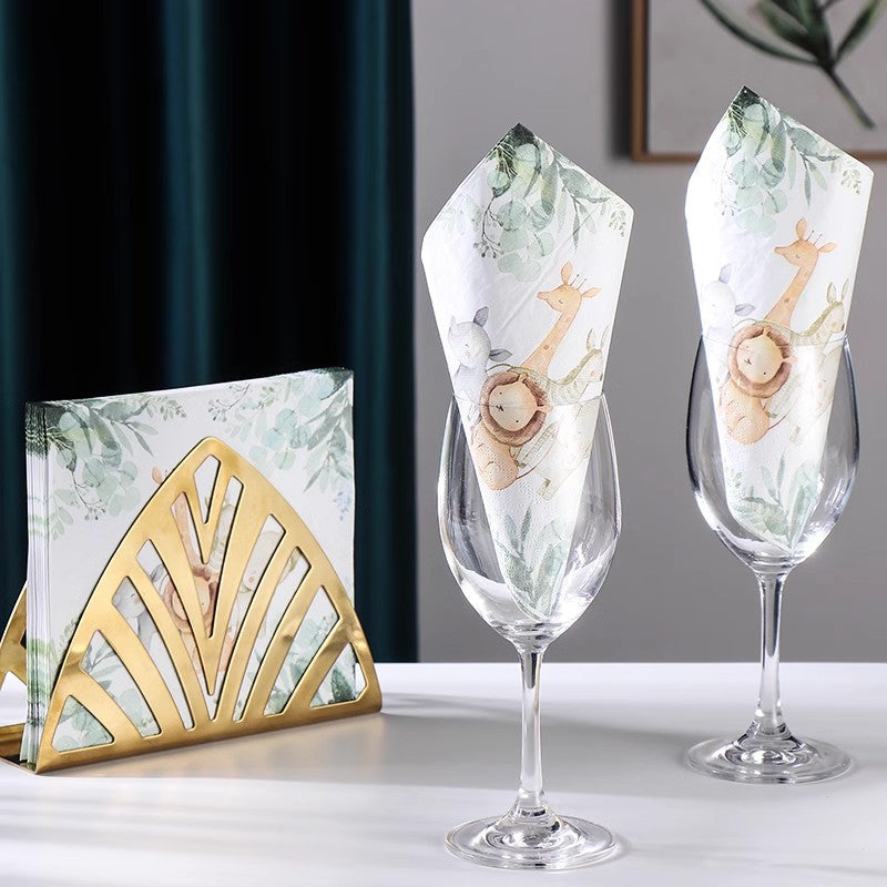 20 Pcs Paper Beverage Napkins 2 Ply with Safari Animal Print 6.5"x6.5"