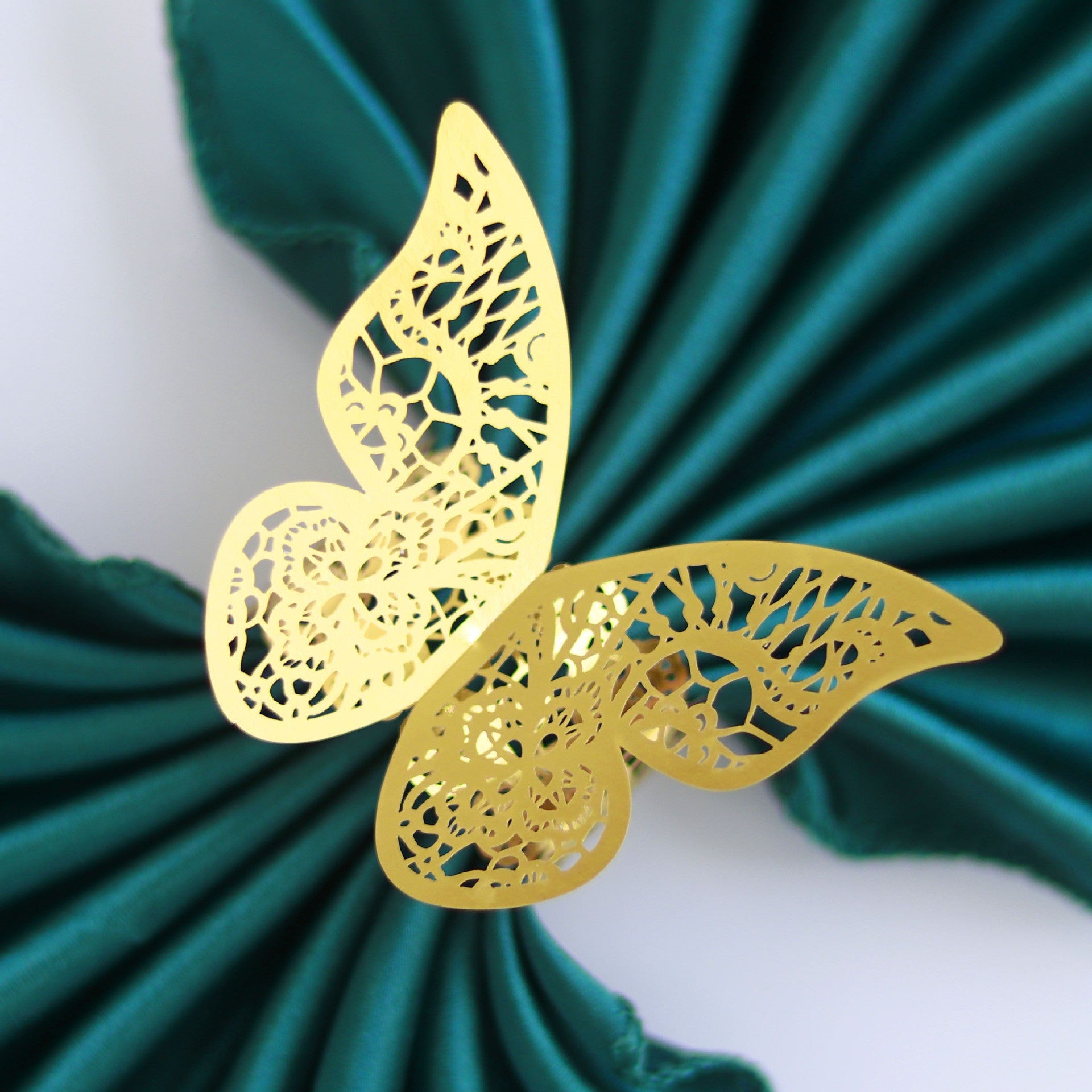 Shimmery Butterfly Napkin Rings 50 Pc Mirror Gold