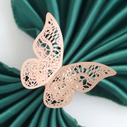 Shimmery Butterfly Napkin Rings 50 Pc Mirror Rose Gold