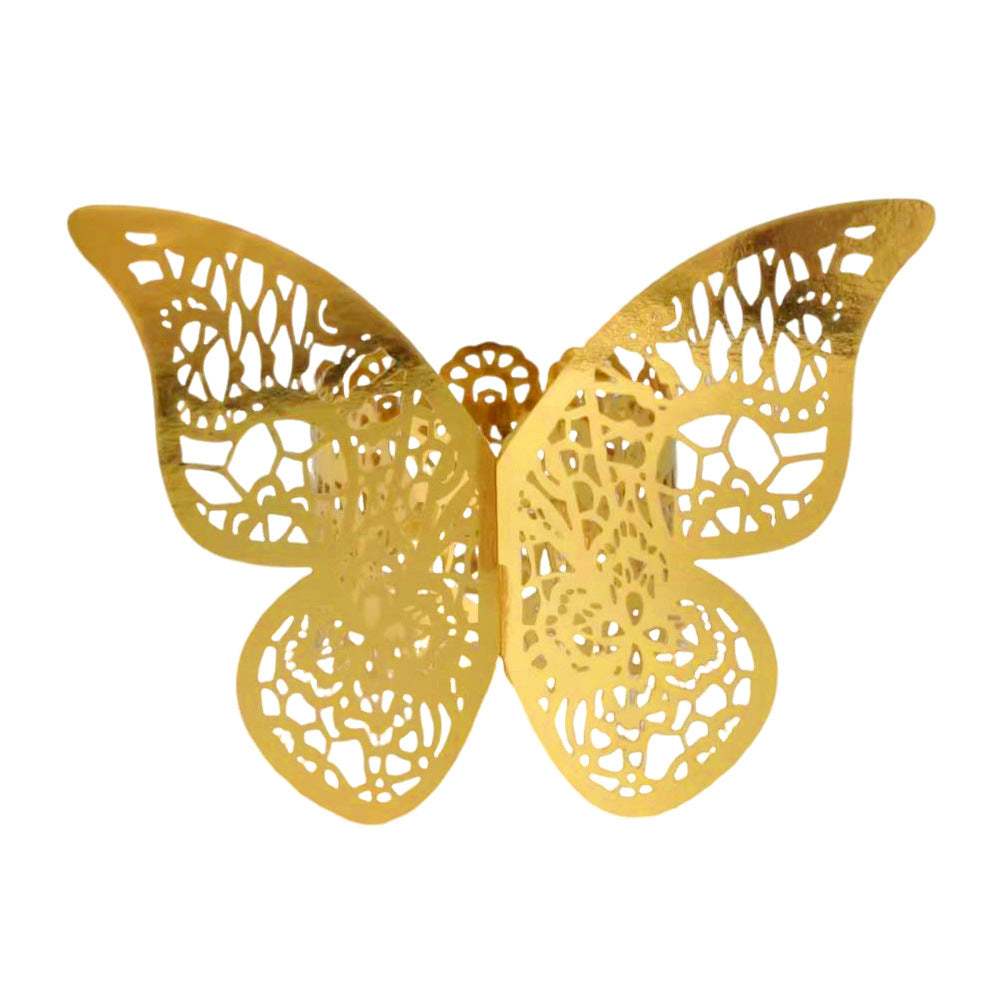 Shimmery Butterfly Napkin Rings 50 Pc Mirror Gold
