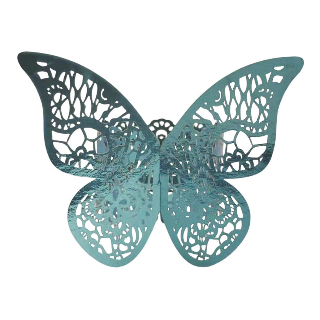 Shimmery Butterfly Napkin Rings 50 Pc Mirror Indigo