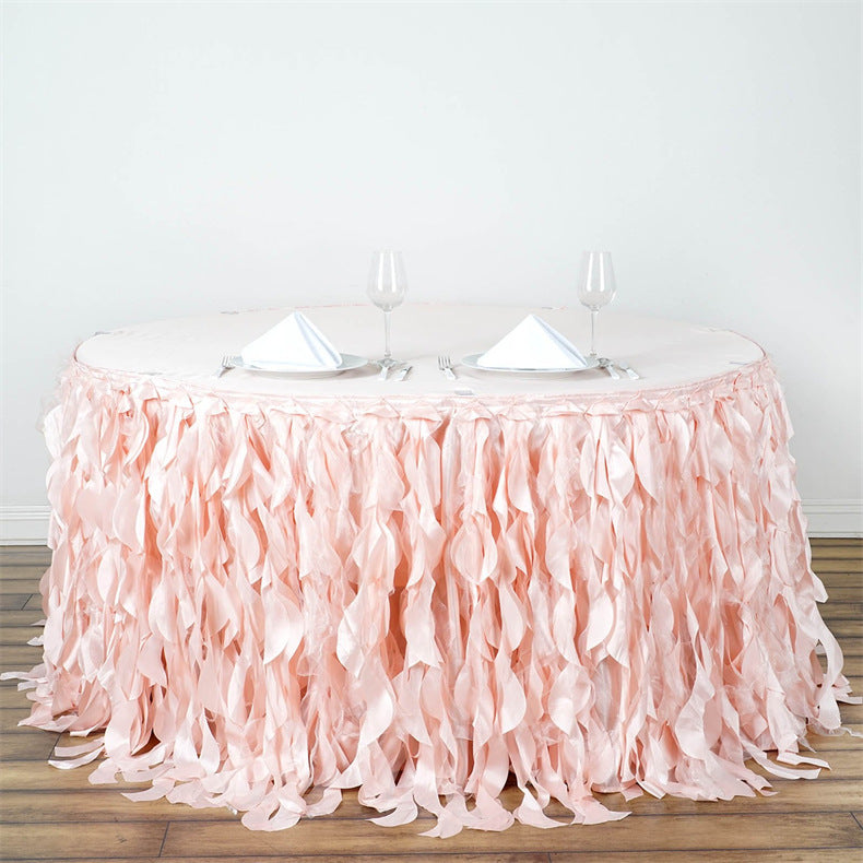 14ft Curly WillowTable Skirt Pink