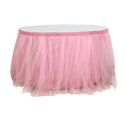 Tulle Tutu 17ft Table Skirt Pink