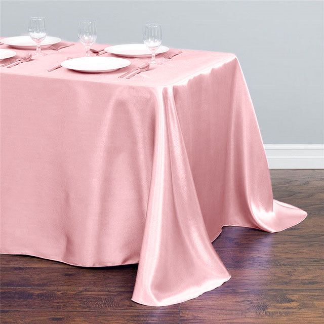 Satin Rectangular 90"x156" Tablecloth Pink