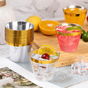 25 Pcs Plastic Party Cups 9oz Clear Crystal with Gold Rim