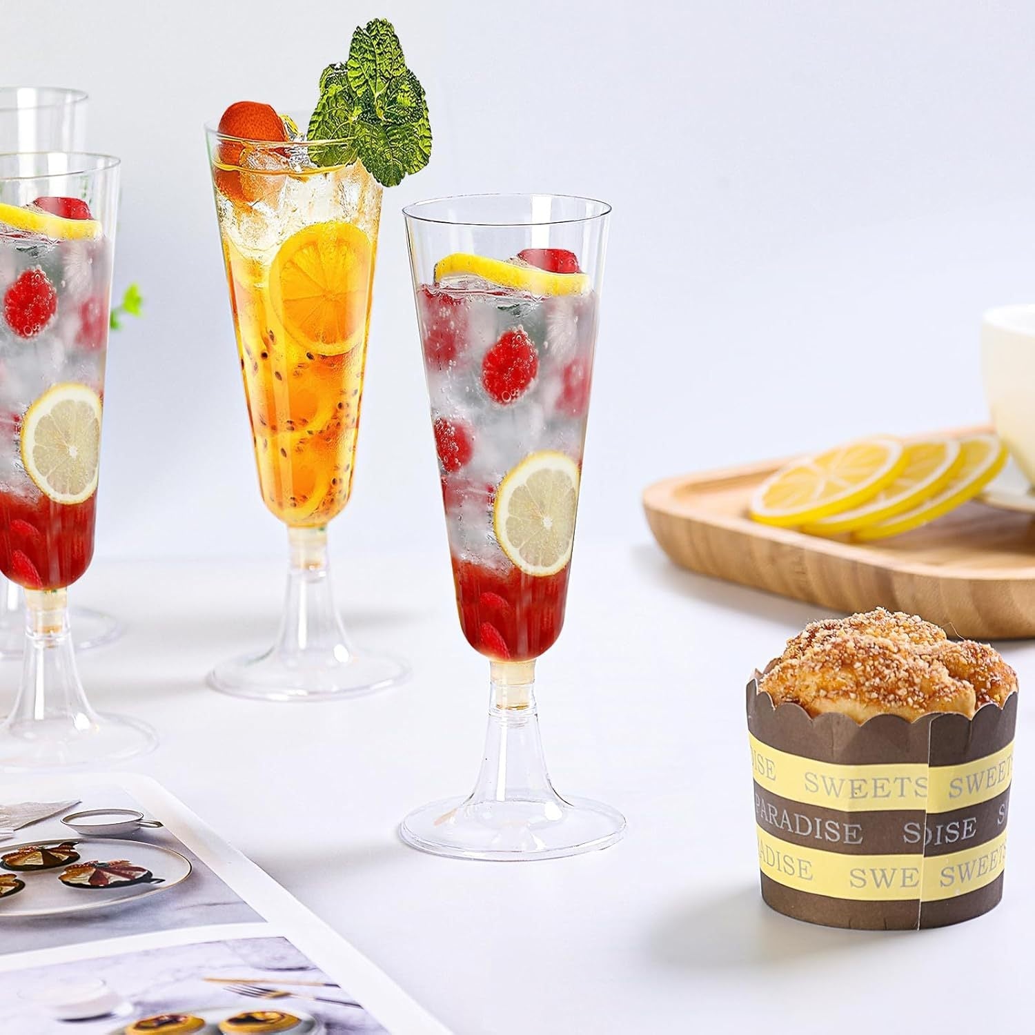 12 Pcs Plastic Champagne Glasses 5oz Clear