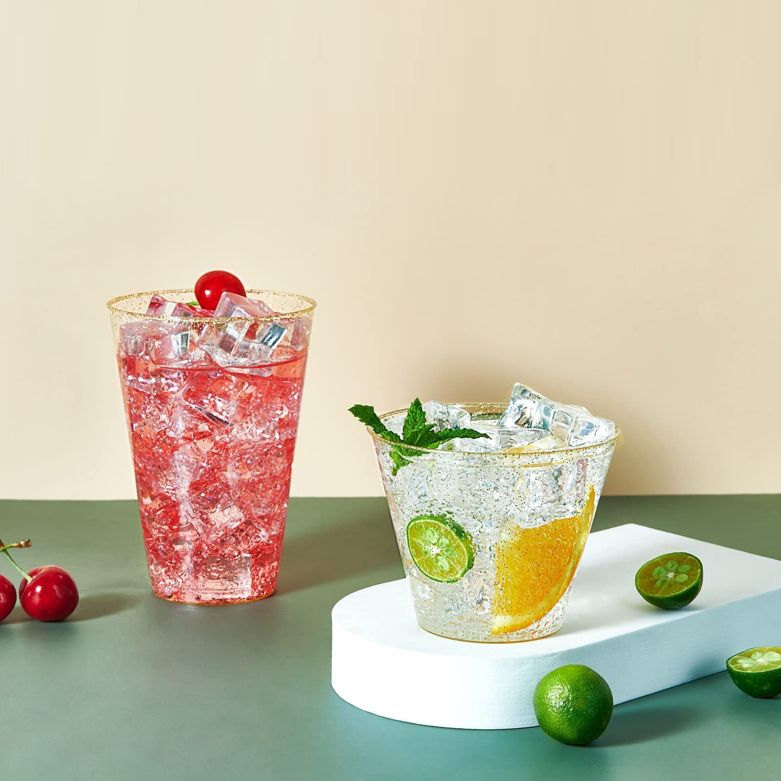 25 Pcs Plastic Party Cups 9oz Crystal Clear