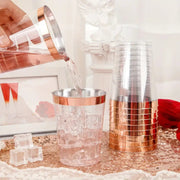 25 Pcs Plastic Tumbler Cups 10oz Clear with Rose Gold Rim