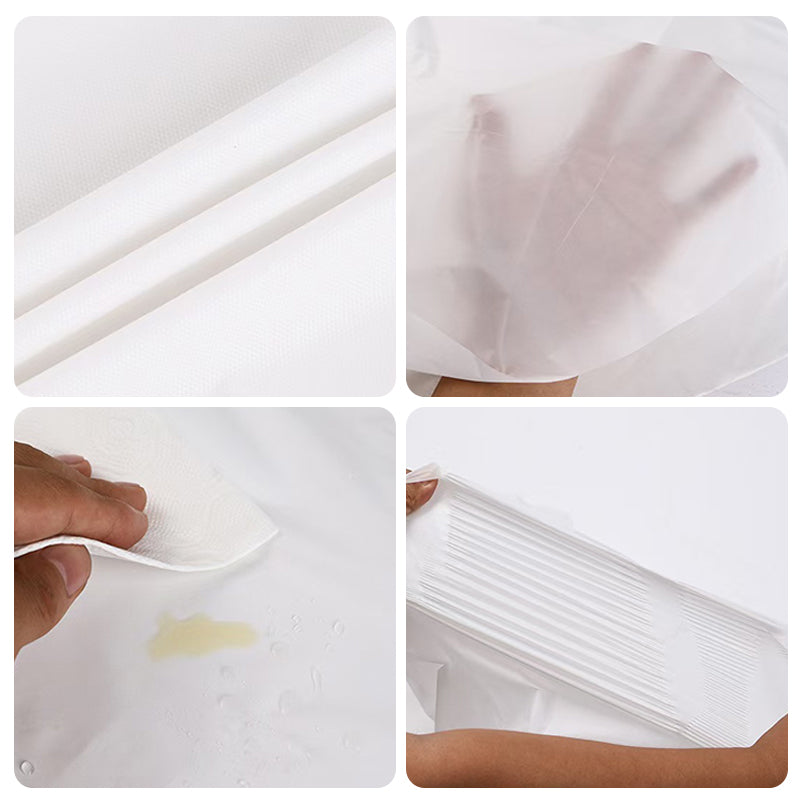5 Pcs Plastic Table Covers 84" White Round