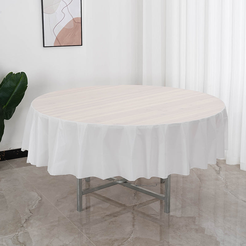 84" Round Disposable Plastic Tablecloths 5 Pcs White