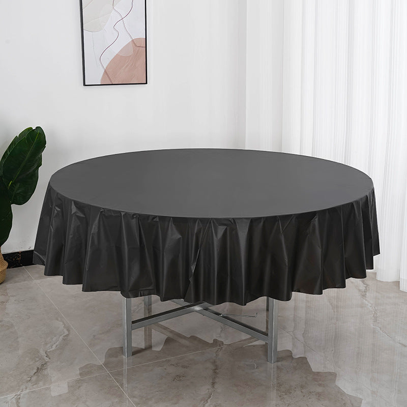 84" Round Disposable Plastic Tablecloths 5 Pcs Black