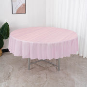84" Round Disposable Plastic Tablecloths 5 Pcs Pink