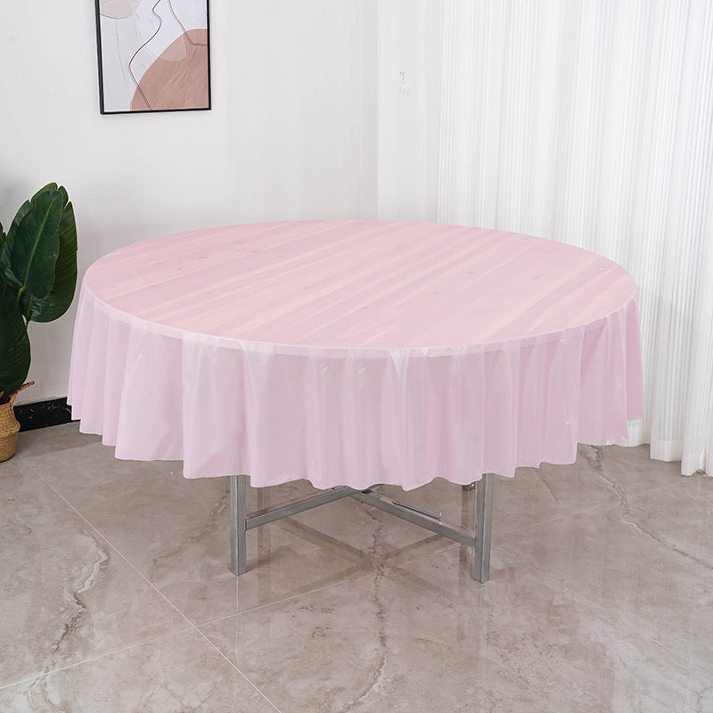 84" Round Disposable Plastic Tablecloths 5 Pcs Pink