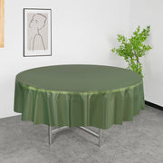 84" Round Disposable Plastic Tablecloths 5 Pcs Drak Green