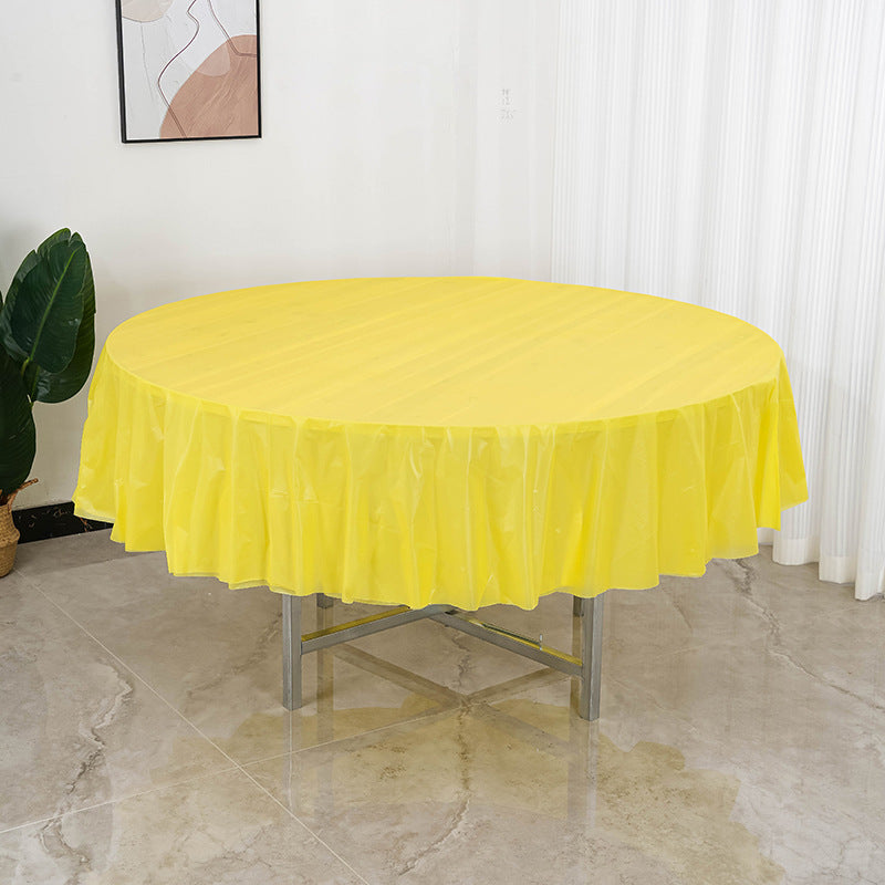 84" Round Disposable Plastic Tablecloths 5 Pcs Yellow