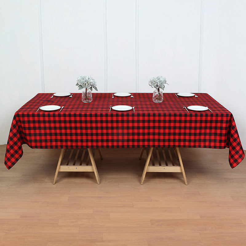 Buffalo Plaid Polyester Rectangle Tablecloth Black/Red
