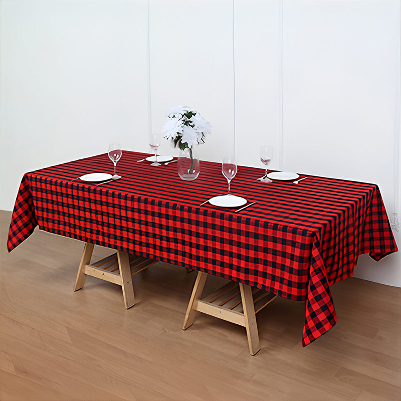 Buffalo Plaid Polyester Rectangle Tablecloth Black/Red