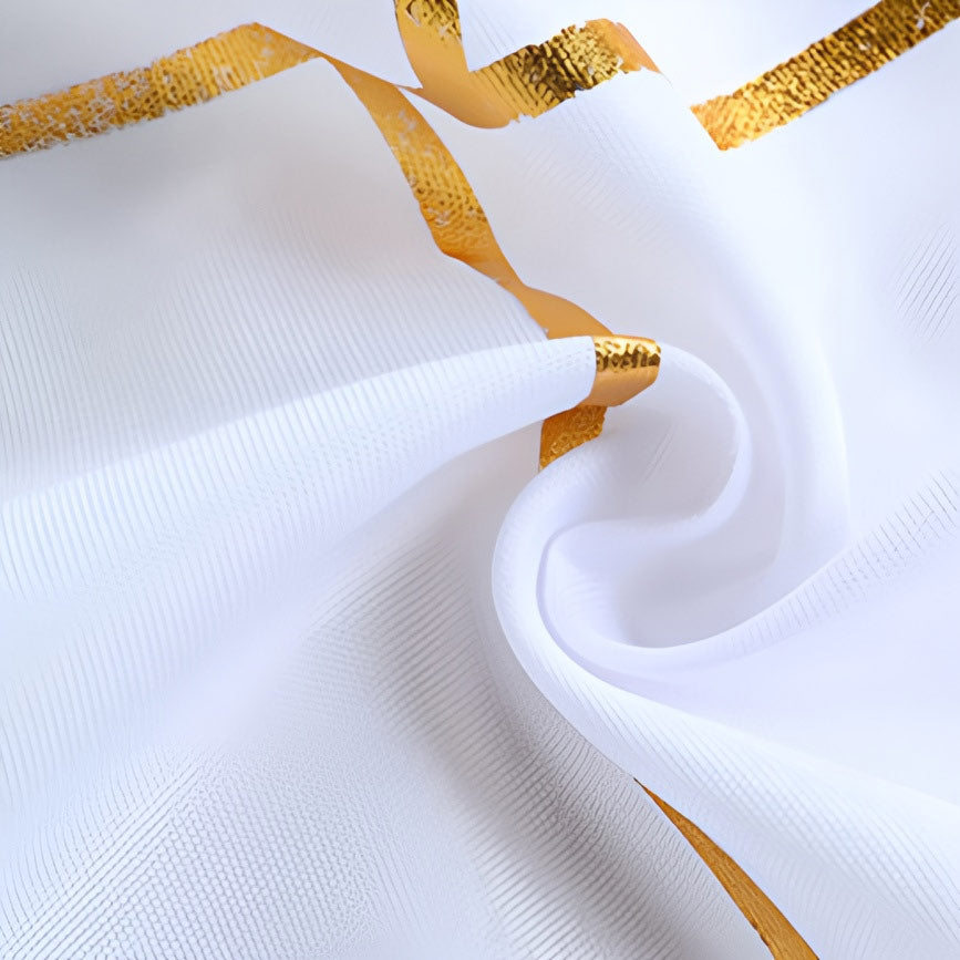 Polyester Rectangle Tablecloth With Gold Foil Geometric Pattern 60"x102" White