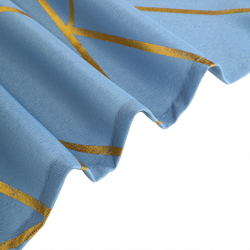 Polyester Square Tablecloth With Gold Foil Geometric Pattern 54"x54" Gray Blue